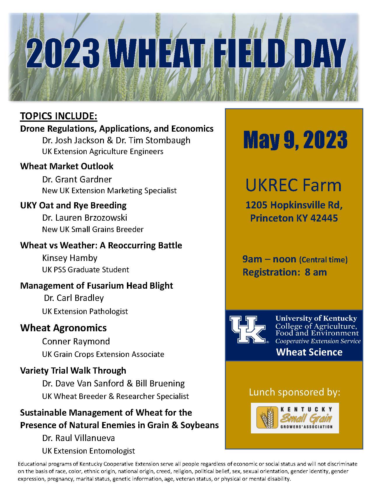 2023 Wheat Field Day Flyer