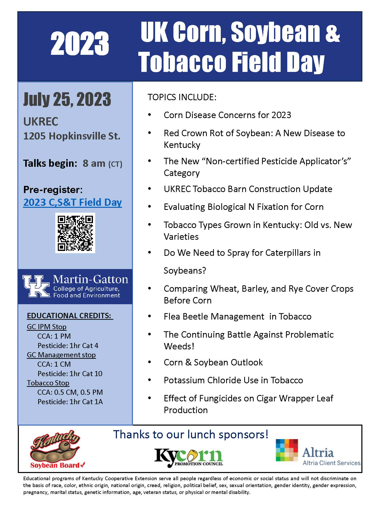 Corn Soybean and Tobacco Flyer