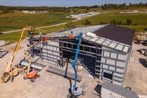 Aerial views of the building construction at the UK Research and Education Center at Princeton.